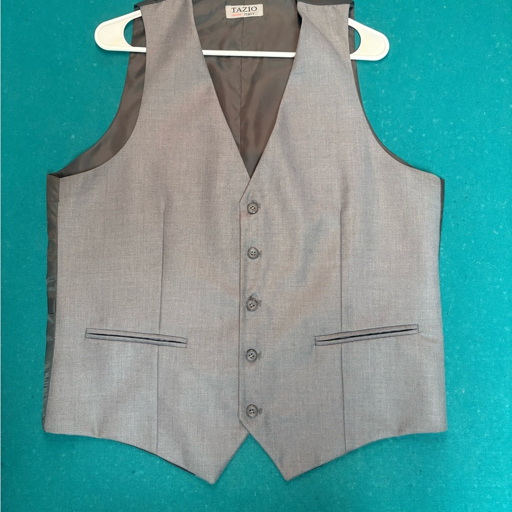 Tazio Men's Light Gray Five-Button Dress Vest